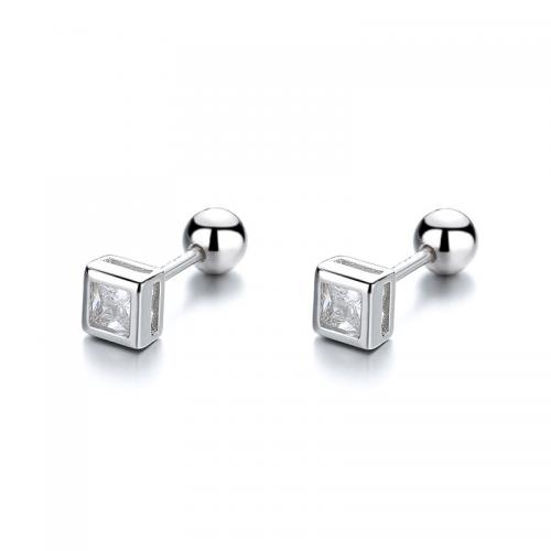 Silver Earring Zircon pavent Sterling, argent sterling 925, Placage, styles différents pour le choix & pavé de micro zircon & pour femme, couleur platine, Vendu par paire