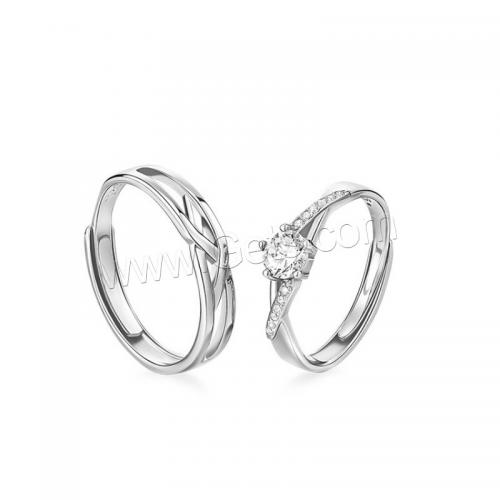 Anillos para Pareja, plata de ley 925, chapado, unisexo & diferentes estilos para la opción & micro arcilla de zirconia cúbica, color de platina, Vendido por KG