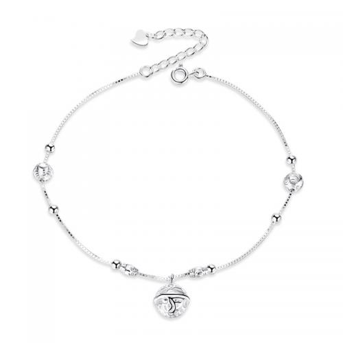 Fashion Jewelry Anklet, argent sterling 925, avec 4CM chaînes de rallonge, Placage, pavé de micro zircon & pour femme, couleur platine Environ 22 cm, Vendu par PC