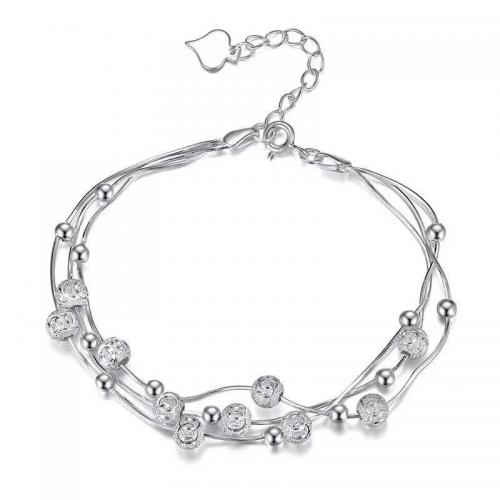 Sterling Silber Armbänder, 925 Sterling Silber, mit Verlängerungskettchen von 3.5CM, plattiert, für Frau, Silberfarbe, Länge:ca. 17 cm, verkauft von PC