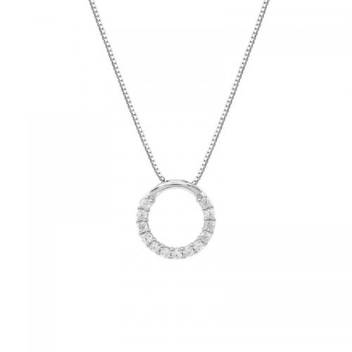 Zircon cubique Micro Pave collier en argent sterling, argent sterling 925, Placage, pavé de micro zircon & pour femme, couleur platine Environ 45 cm, Vendu par PC