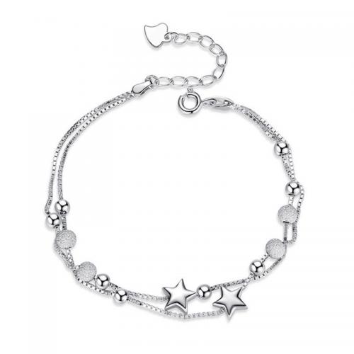 Sterling Silber Armbänder, 925 Sterling Silber, mit Verlängerungskettchen von 4CM, plattiert, für Frau, Silberfarbe, Länge:ca. 16 cm, verkauft von PC