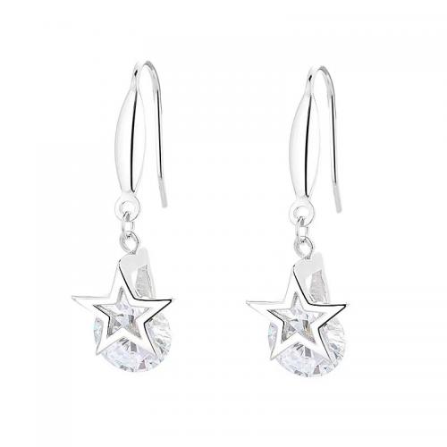 Silver Earring Zircon pavent Sterling, argent sterling 925, Placage, pavé de micro zircon & pour femme, couleur platine Vendu par paire