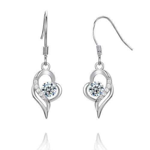 Silver Earring Zircon pavent Sterling, argent sterling 925, Placage, pavé de micro zircon & pour femme, plus de couleurs à choisir Vendu par paire