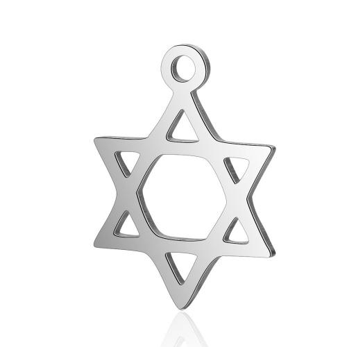 Titanium Steel Pendants, Star of David, polished, fashion jewelry & DIY & hollow, original color Approx 