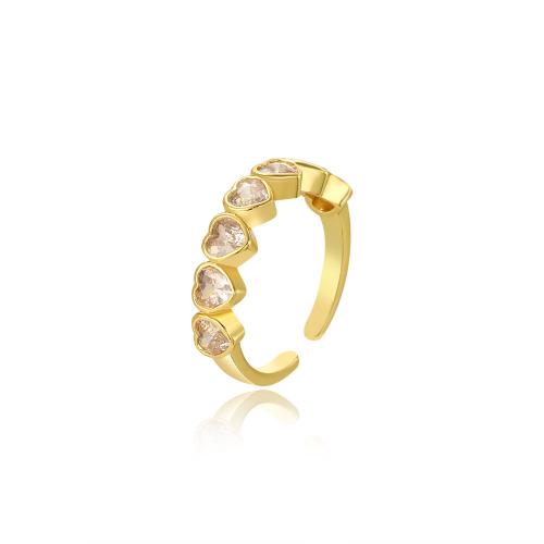 Cubic Zirconia Micro Pave Brass Finger Ring, 18K gold plated, fashion jewelry & micro pave cubic zirconia & for woman 