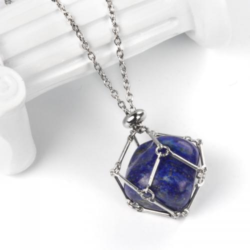 Gemstone Necklaces, Natural Stone, with 304 Stainless Steel, irregular, fashion jewelry cm 