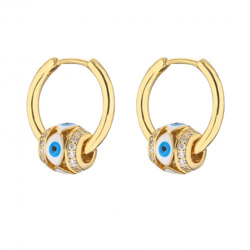 Pendientes de mal de ojo, metal, chapado, diferentes estilos para la opción & micro arcilla de zirconia cúbica & para mujer & esmalte, más colores para la opción, Vendido por Par