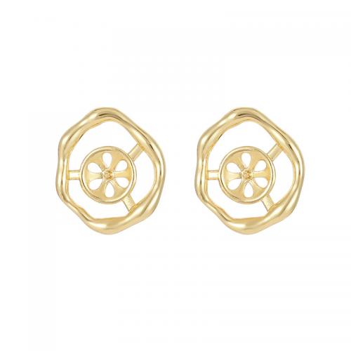 Brass Earring Stud Component, plated, DIY golden 