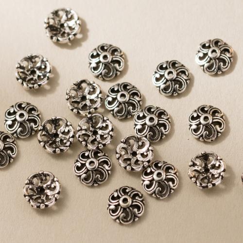 Sterling Silver Bead Caps, 925 Sterling Silver, Antique finish, DIY, original color, 7mm Approx 1mm [