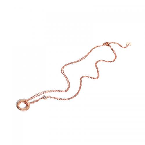 Acier titane collier, beignet, Plaqué de couleur d'or rose, pour femme & avec strass & creux Environ 16 pouce, Vendu par PC