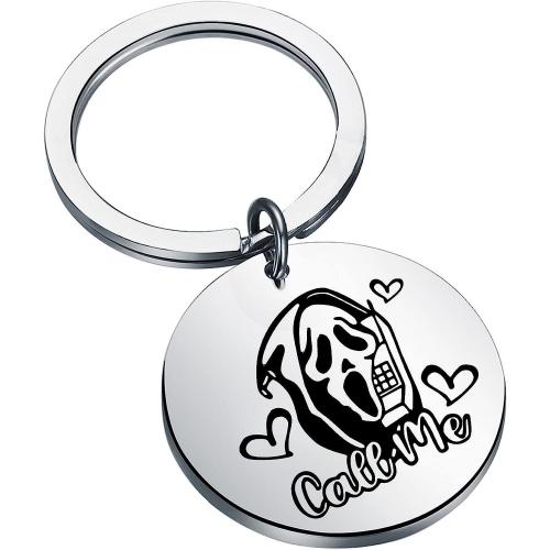 304 Stainless Steel Key Clasp, Flat Round, Halloween Design & Unisex & enamel, original color 