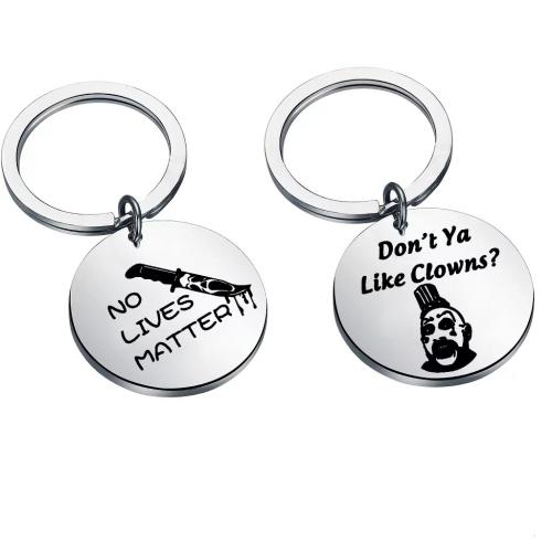 304 Stainless Steel Key Clasp, Flat Round, Halloween Design & Unisex & enamel, original color 