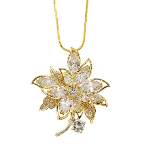 Zinc Alloy Sweater Necklace, with Crystal, Flower, plated, snake chain & for woman & with rhinestone Approx 33.9 Inch [