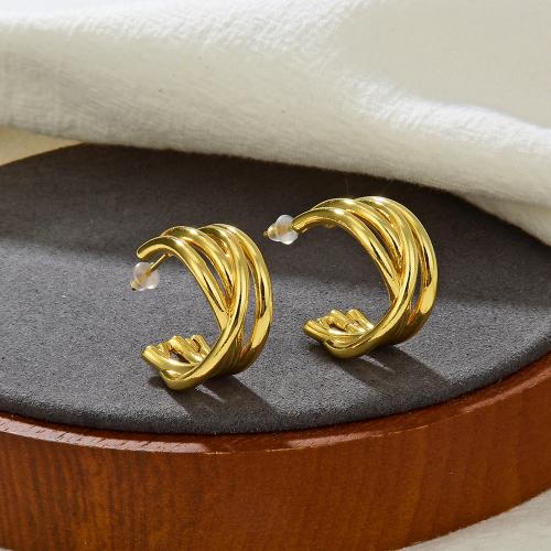 Brass Stud Earring, 18K gold plated, fashion jewelry & for woman 