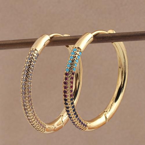 Cubic Zirconia Micro Pave Brass Earring, real gold plated, fashion jewelry & micro pave cubic zirconia & for woman [