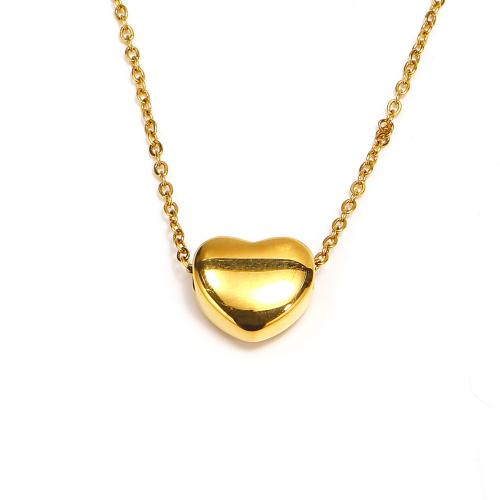 Titanium Steel Jewelry Necklace, Heart, 18K gold plated, fashion jewelry & for woman, golden Approx 40 cm [