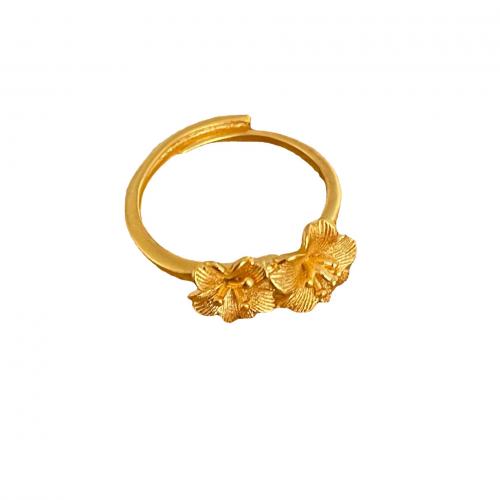 Messing Fingerring, Blume, goldfarben plattiert, Modeschmuck & für Frau, goldfarben, inner diameter 17mm, verkauft von PC