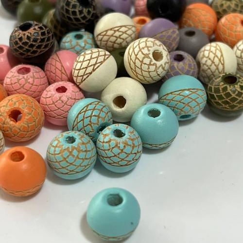 Perles en bois teints, Schima Superba, Rond, gravé, DIY, plus de couleurs à choisir, 10mm, Environ Vendu par sac