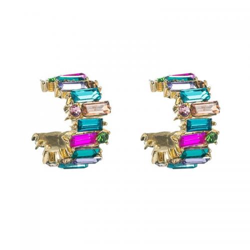 Zinc alliage strass Stud Earring, alliage de zinc, Placage, pour femme & avec strass, plus de couleurs à choisir Vendu par paire