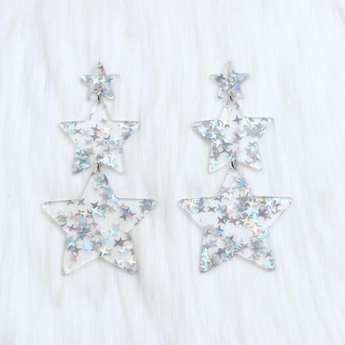 Acrylic Drop Earring, Star, painted, fashion jewelry & for woman 