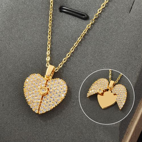 Zinc Alloy Necklace, real gold plated & micro pave cubic zirconia & for woman Approx 15.7 Inch [