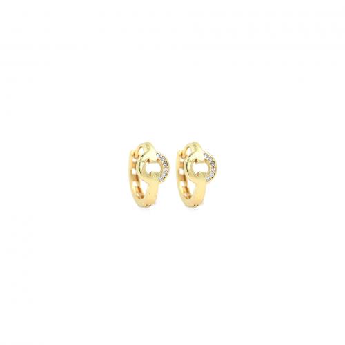 Cubic Zircon Brass Earring, Donut, 18K gold plated, fashion jewelry & micro pave cubic zirconia & for woman 