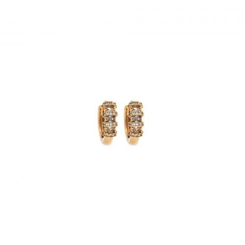 Cubic Zirconia Pendiente Brass Micro Pave, metal, 18K chapado en oro, Joyería & micro arcilla de zirconia cúbica & para mujer, 14x16x4.7mm, Vendido por Par[