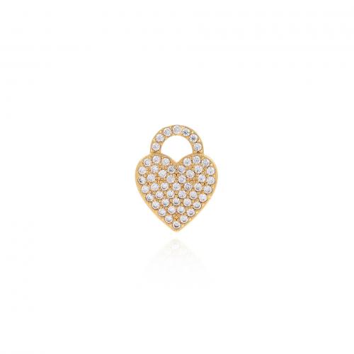 Cubic Zirconia Micro Pave Brass Pendant, Heart, 18K gold plated, fashion jewelry & DIY & micro pave cubic zirconia 