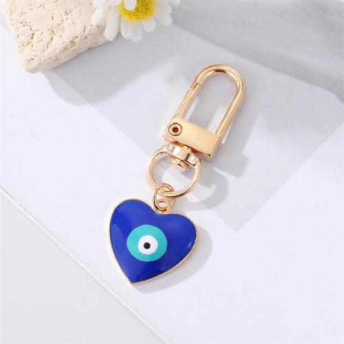 Evil Eye Key Chain, Zinc Alloy, gold color plated, Unisex & enamel & with rhinestone 