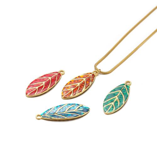 Enamel Stainless Steel Pendant, 304 Stainless Steel, Leaf 