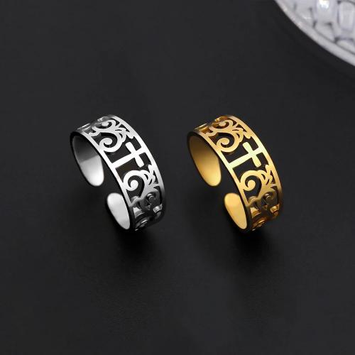 Titan Stahl Fingerring, Titanstahl, plattiert, Modeschmuck & für Frau & hohl, keine, inner diameter:17~20mm, verkauft von PC[