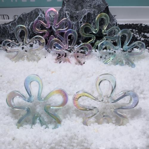 Plating Acrylic Beads, Flower, UV plating, DIY & luminated & hollow 42mm, Approx 