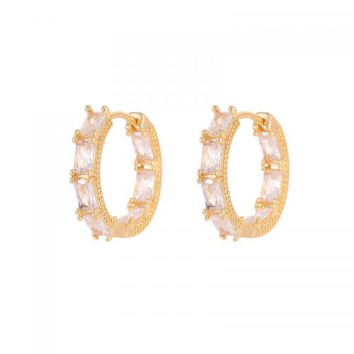 Cubic Zirconia Micro Pave Brass Earring, plated & micro pave cubic zirconia & for woman 