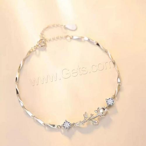 Cubic Zirconia Micro Pave Brass Bracelet, plated, Unisex & micro pave cubic zirconia, silver color [