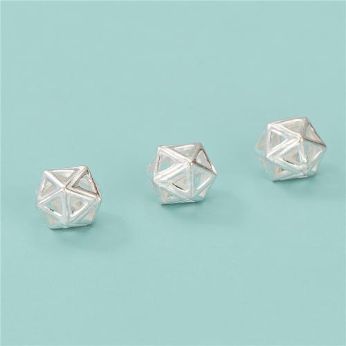 Sterling Silver Spacer Beads, 925 Sterling Silver, Geometrical Pattern, DIY & hollow, silver color, 6.5mm Approx 1.4mm 