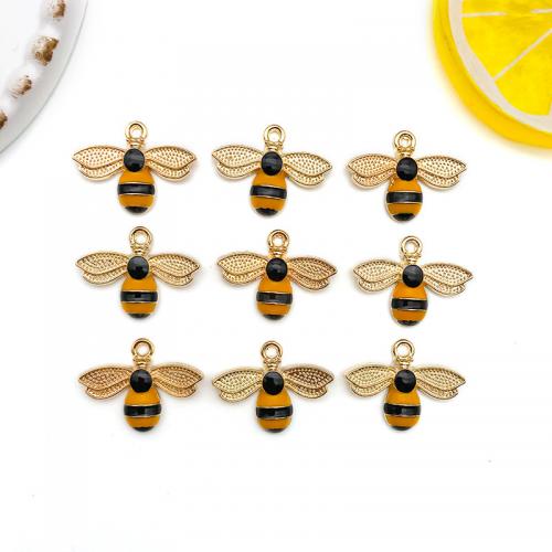 Zinc Alloy Enamel Pendants, Bee, KC gold color plated, DIY [