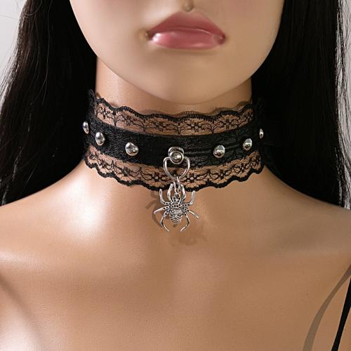 Ожерелье Мода Choker, цинковый сплав, с Искусственная кожа, ювелирные изделия моды & разные стили для выбора & Женский, черный, продается PC