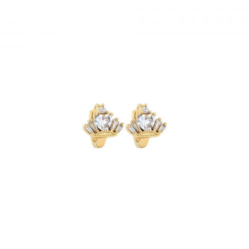 Cubic Zirconia Micro Pave Brass Earring, 18K gold plated, fashion jewelry & micro pave cubic zirconia & for woman [