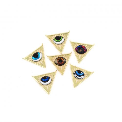 Enamel Brass Pendants, Triangle, 18K gold plated, fashion jewelry & DIY & double-hole [