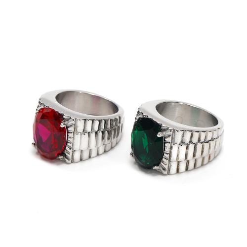 Titan Stahl Fingerring, Titanstahl, unisex & verschiedene Größen vorhanden & mit Strass, originale Farbe, verkauft von PC[