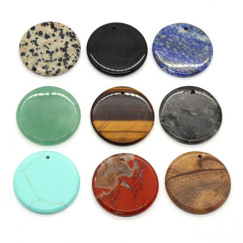 Gemstone Jewelry Pendant, Natural Stone, Flat Round, DIY 30mm [