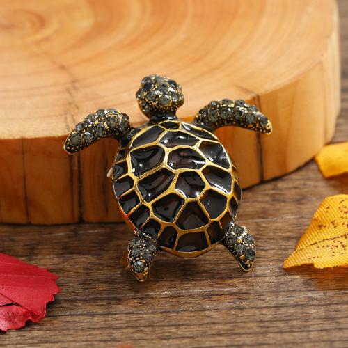 Rhinestone Zinc Alloy Brooch, Turtle, plated, fashion jewelry & enamel & with rhinestone 