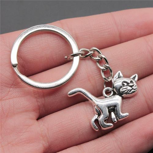 Zinc Alloy Key Chain Jewelry, with Iron, Cat, plated, fashion jewelry 