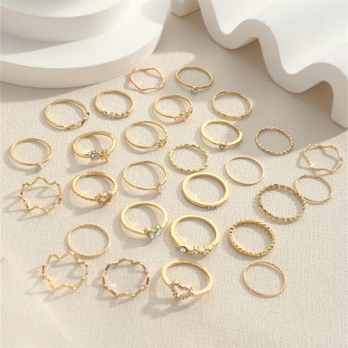 Zinc Alloy Ring Set, Iron, with Plastic Pearl & Zinc Alloy, plated, fashion jewelry & for woman & with rhinestone [