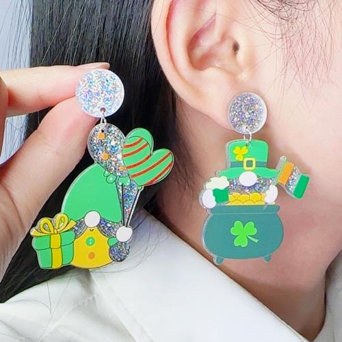 Acrylic Drop Earring, painted, fashion jewelry & for woman 