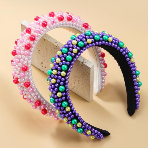 Hair Bands, Velveteen, with Sponge & Resin & Plastic Pearl, for woman .5cm 