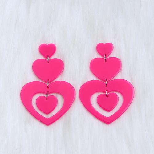 Acrylic Drop Earring, Heart, painted, fashion jewelry & for woman & hollow 