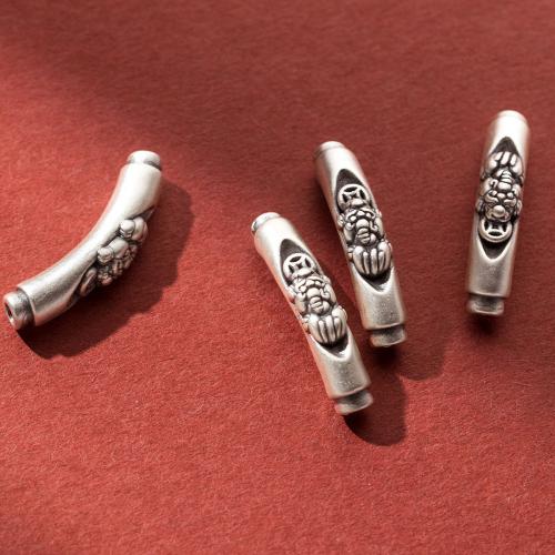 argent sterling 925 perles tube incurvé, Finition antique, DIY, couleur originale, 33mm Environ 2.8mm, Vendu par PC