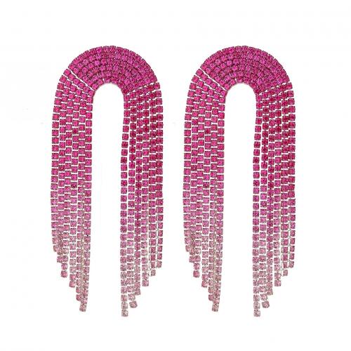 Fashion Fringe Earrings, Messing, plattiert, verschiedene Stile für Wahl & für Frau & mit Strass, keine, verkauft von Paar